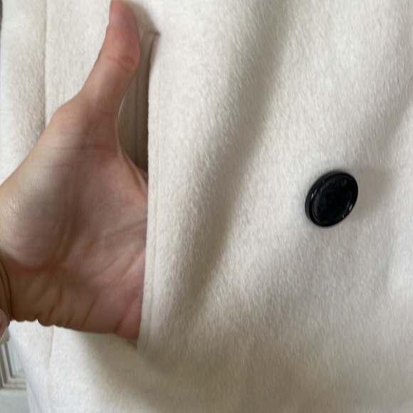 Calvin Klein white cream double single breasted pea coat trench coat soft sz 4 - Picture 3 of 16